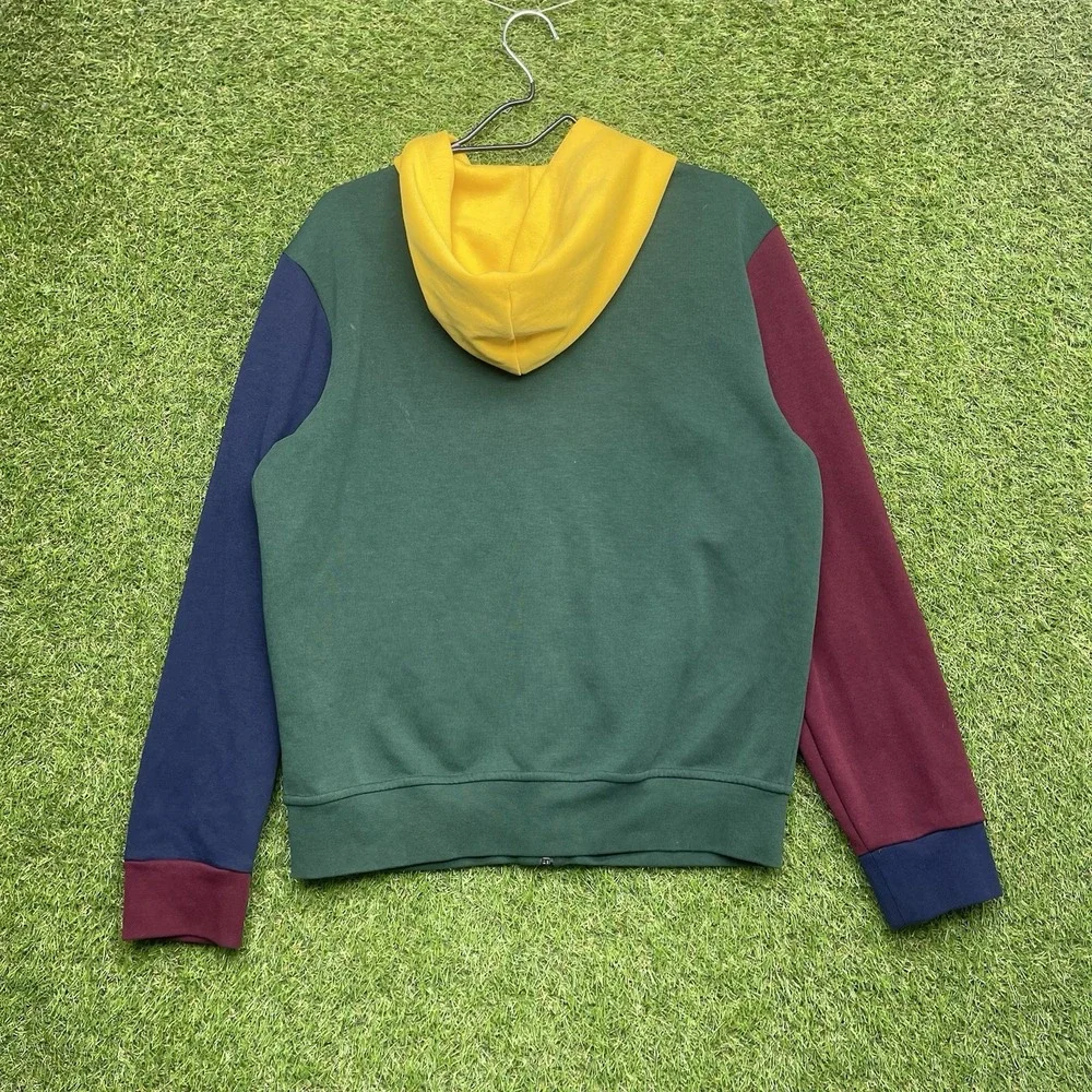 Polo Ralph Lauren Hoodie Mens Medium Colorblock Navy Blue Yellow Green Fleece
